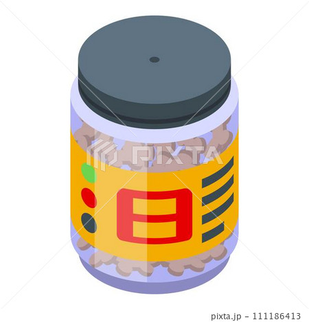 Food dog jar icon. Isometric of food dog jar vector icon for web design isolated on white background Food dog jar icon. Isometric of food dog jar vector icon for web design isolated on white background 111186413