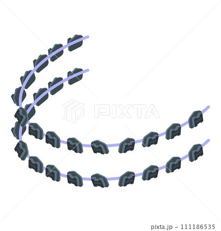 Black tooth braces icon. Isometric of black tooth braces vector icon for web design isolated on white background Black tooth braces icon. Isometric of black tooth braces vector icon for web design isolated on white background 111186535