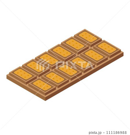 Chocolate bar icon. Isometric of chocolate bar vector icon for web design isolated on white background Chocolate bar icon. Isometric of chocolate bar vector icon for web design isolated on white background 111186988