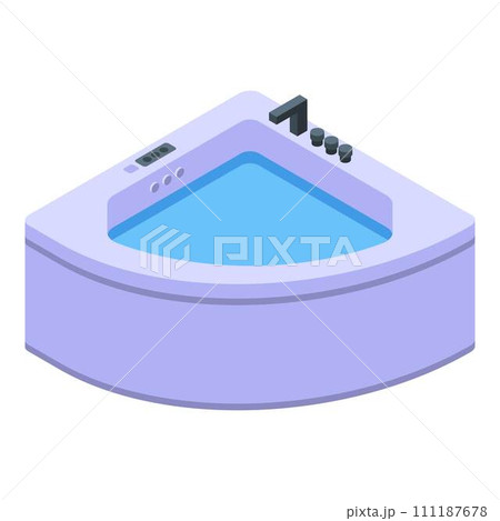 Corner bathtub icon. Isometric of corner bathtub vector icon for web design isolated on white background 111187678