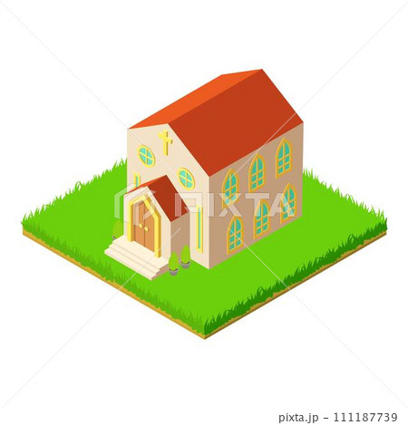 Church building icon. Isometric illustration of church building vector icon for web 111187739