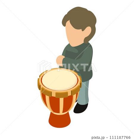 Drum player icon. Isometric illustration of drum player vector icon for web Drum player icon. Isometric illustration of drum player vector icon for web 111187766