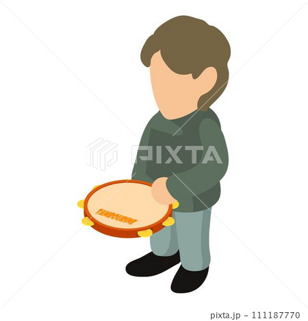 Tambourine player icon. Isometric illustration of tambourine player vector icon for web 111187770