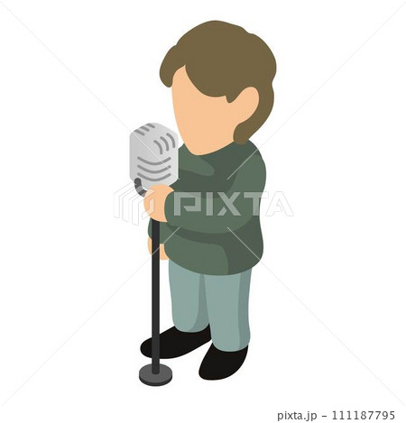 Singer man icon. Isometric illustration of singer man vector icon for web 111187795