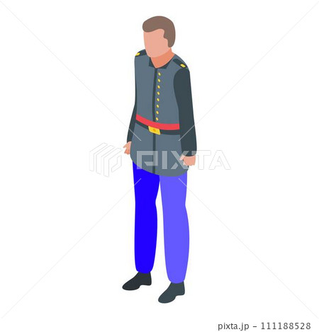 Military army jacket icon. Isometric of military army jacket vector icon for web design isolated on white background 111188528