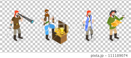 3D Isometric Flat Set of Marine Pirates 3D Isometric Flat Set of Marine Pirates 111189074