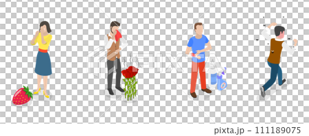 3D Isometric Flat  Conceptual Illustration of Allergic Reaction 111189075