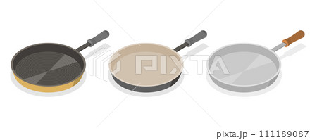3D Isometric Flat  Set of Frying Pans 111189087