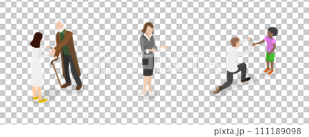 3D Isometric Flat  Set of Blood Sugar Level 111189098