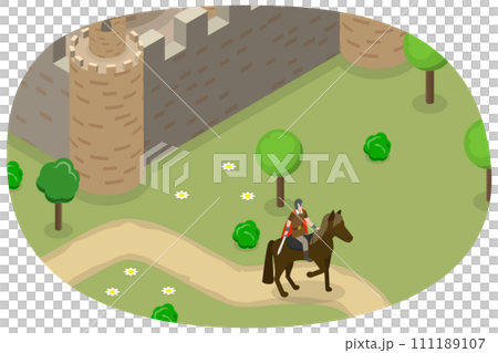3D Isometric Flat Conceptual Illustration of Medieval Knight 3D Isometric Flat Conceptual Illustration of Medieval Knight 111189107