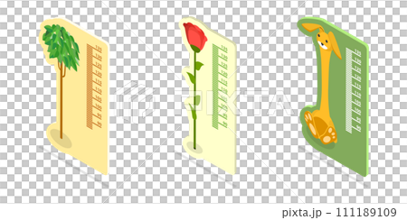 3D Isometric Flat Set of Kids Height Meters 3D Isometric Flat Set of Kids Height Meters 111189109