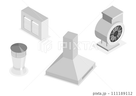 3D Isometric Flat  Set of Air Duct System Items 111189112