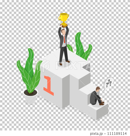 3D Isometric Flat  Conceptual Illustration of Imposter Syndrome 111189114