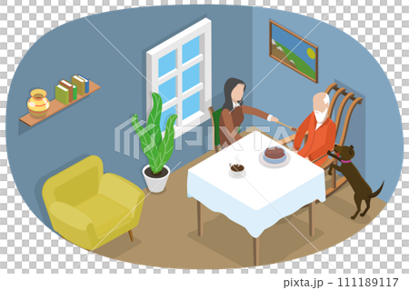 3D Isometric Flat Conceptual Illustration of Caregiver 3D Isometric Flat Conceptual Illustration of Caregiver 111189117