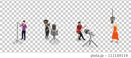3D Isometric Flat Set of Talented Singers 3D Isometric Flat Set of Talented Singers 111189119