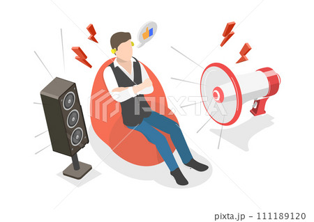 3D Isometric Flat  Conceptual Illustration of Earplugs 111189120