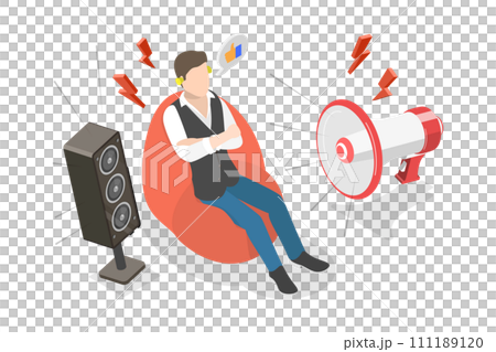 3D Isometric Flat  Conceptual Illustration of Earplugs 111189120