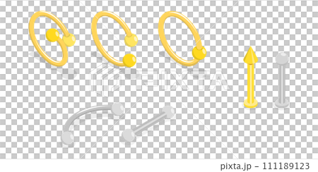 3D Isometric Flat  Set of Piercing Jewelry 111189123