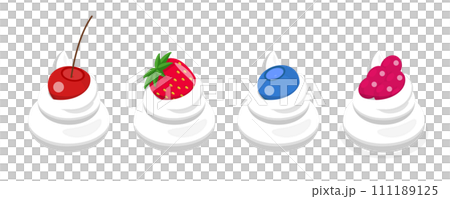 3D Isometric Flat  Set of Whipped Cream with Berries 111189125