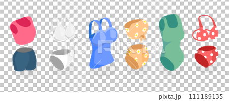 3D Isometric Flat  Set of Lingerie And Swimsuits 111189135