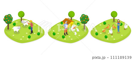 3D Isometric Flat Set of Farms 3D Isometric Flat Set of Farms 111189139