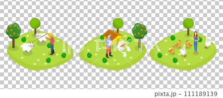 3D Isometric Flat Set of Farms 3D Isometric Flat Set of Farms 111189139