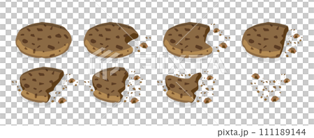 3D Isometric Flat  Set of Bitten Cookies 111189144