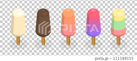 3D Isometric Flat Set of Popsicles 3D Isometric Flat Set of Popsicles 111189155