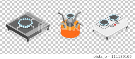 3D Isometric Flat  Set of Camping Stoves 111189169