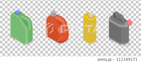 3D Isometric Flat  Set of Blank Plastic Canister 111189171