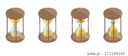 3D Isometric Flat  Set of Hourglasses 111189183