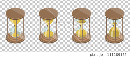 3D Isometric Flat  Set of Hourglasses 111189183