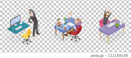 3D Isometric Flat Conceptual Illustration of Exercises In Office 3D Isometric Flat Conceptual Illustration of Exercises In Office 111189189