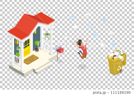3D Isometric Flat  Conceptual Illustration of End Of Quarantine 111189190