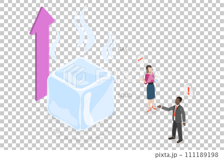 3D Isometric Flat  Conceptual Illustration of Solid to Gas Phase Transformation 111189198