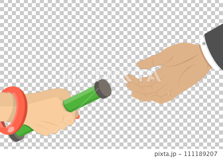 3D Isometric Flat  Conceptual Illustration of Passing Relay Baton 111189207