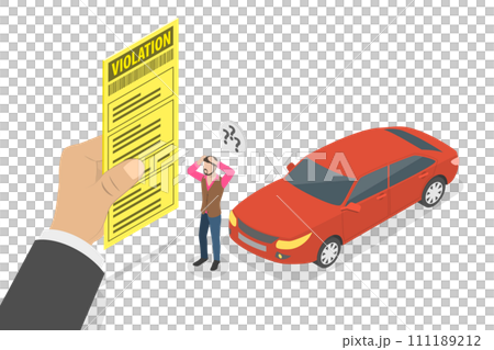 3D Isometric Flat  Conceptual Illustration of Violation Ticket 111189212