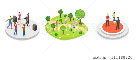 3D Isometric Flat Conceptual Illustration of Extracurricular Activities 3D Isometric Flat Conceptual Illustration of Extracurricular Activities 111189220