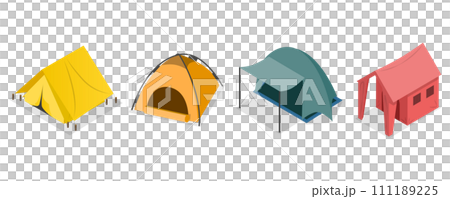 3D Isometric Flat  Set of Camping Travel Tents 111189225