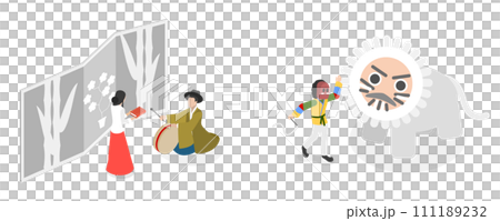 3D Isometric Flat  Conceptual Illustration of Korean Culture 111189232