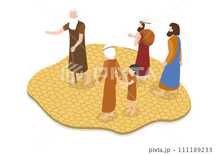 3D Isometric Flat  Conceptual Illustration of Biblical Moses Prophet 111189233