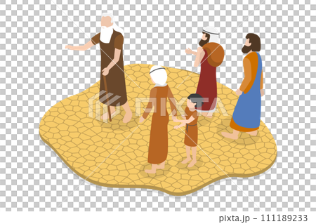 3D Isometric Flat  Conceptual Illustration of Biblical Moses Prophet 111189233