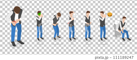 3D Isometric Flat Conceptual Illustration of Appendicitis Symptoms 3D Isometric Flat Conceptual Illustration of Appendicitis Symptoms 111189247