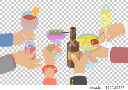 3D Isometric Flat  Conceptual Illustration of Cheers 111189255