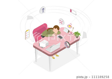 3D Isometric Flat  Conceptual Illustration of Witing for a Call 111189258