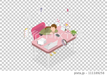 3D Isometric Flat  Conceptual Illustration of Witing for a Call 111189258