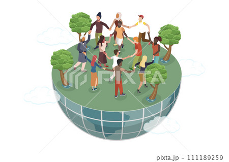 3D Isometric Flat Conceptual Illustration of International Community 3D Isometric Flat Conceptual Illustration of International Community 111189259