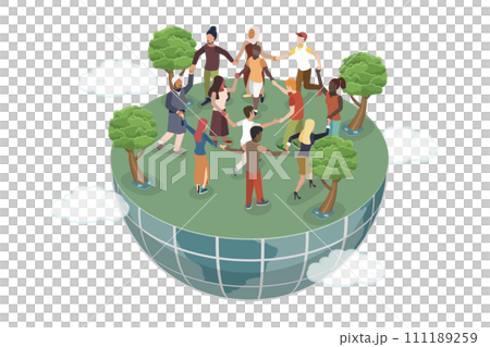 3D Isometric Flat Conceptual Illustration of International Community 3D Isometric Flat Conceptual Illustration of International Community 111189259