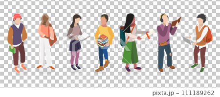 3D Isometric Flat Conceptual Illustration of Modern Students 3D Isometric Flat Conceptual Illustration of Modern Students 111189262