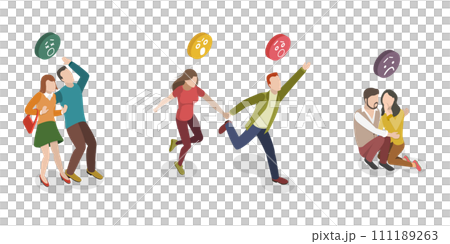 3D Isometric Flat Set of Frightened People 3D Isometric Flat Set of Frightened People 111189263